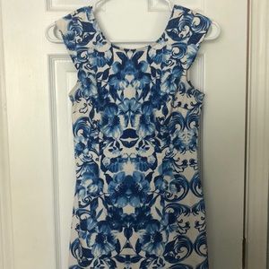 Blue and white mini dress